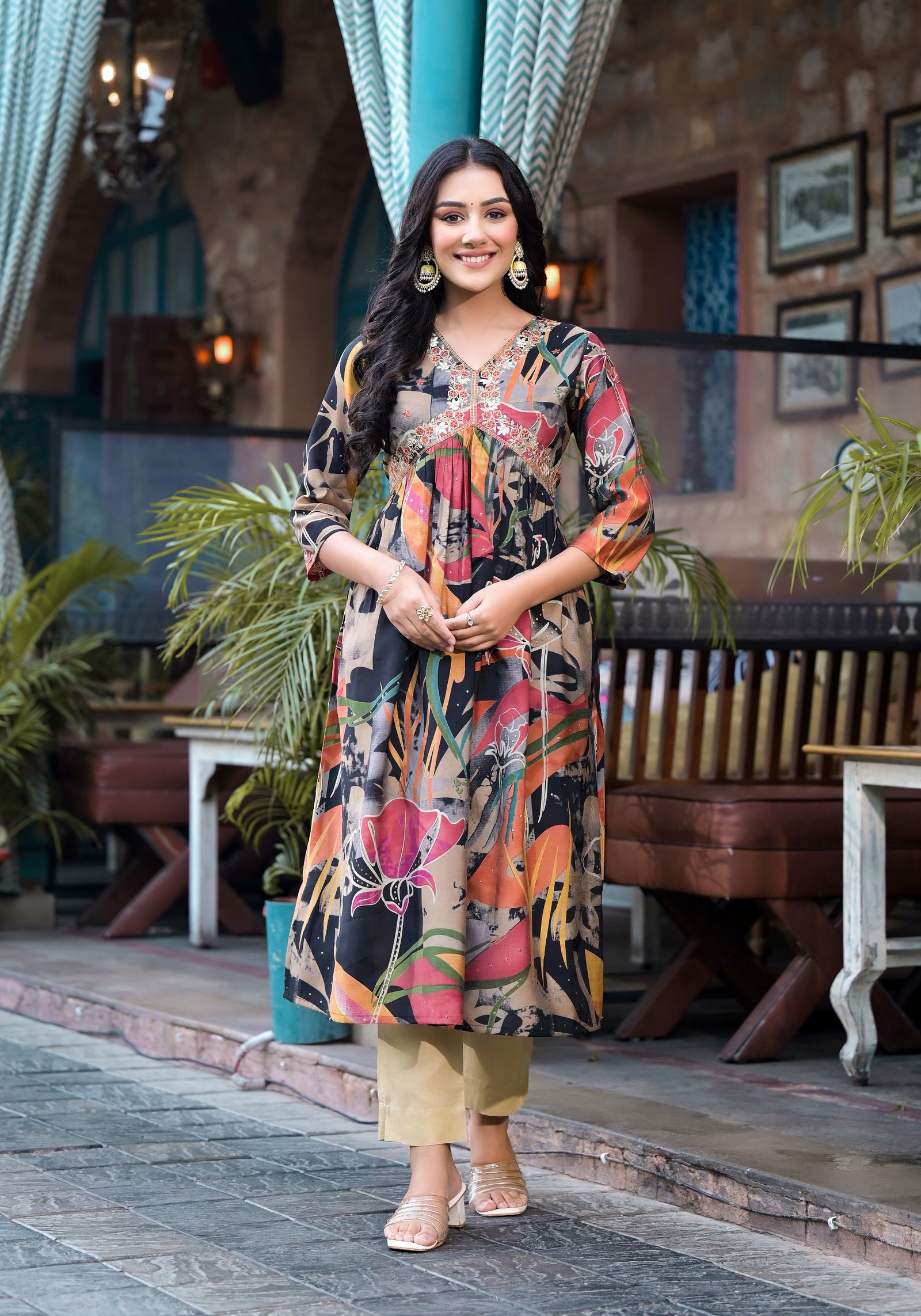 Label Khoj Alia Cut Embroidery Kurtis Wholesale Clothing Suppliers In India